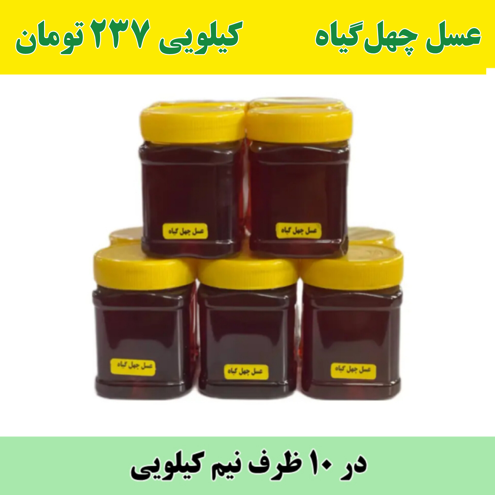عسل چهل گیاه عمده در ظرف نیم کیلویی خرید عمده عسل چهل گیاه نیم کیلویی